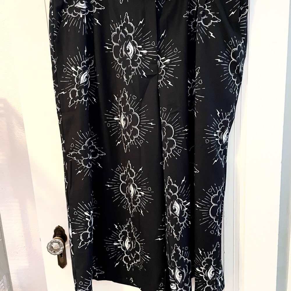 Black Floral-Print Wide Leg Pants